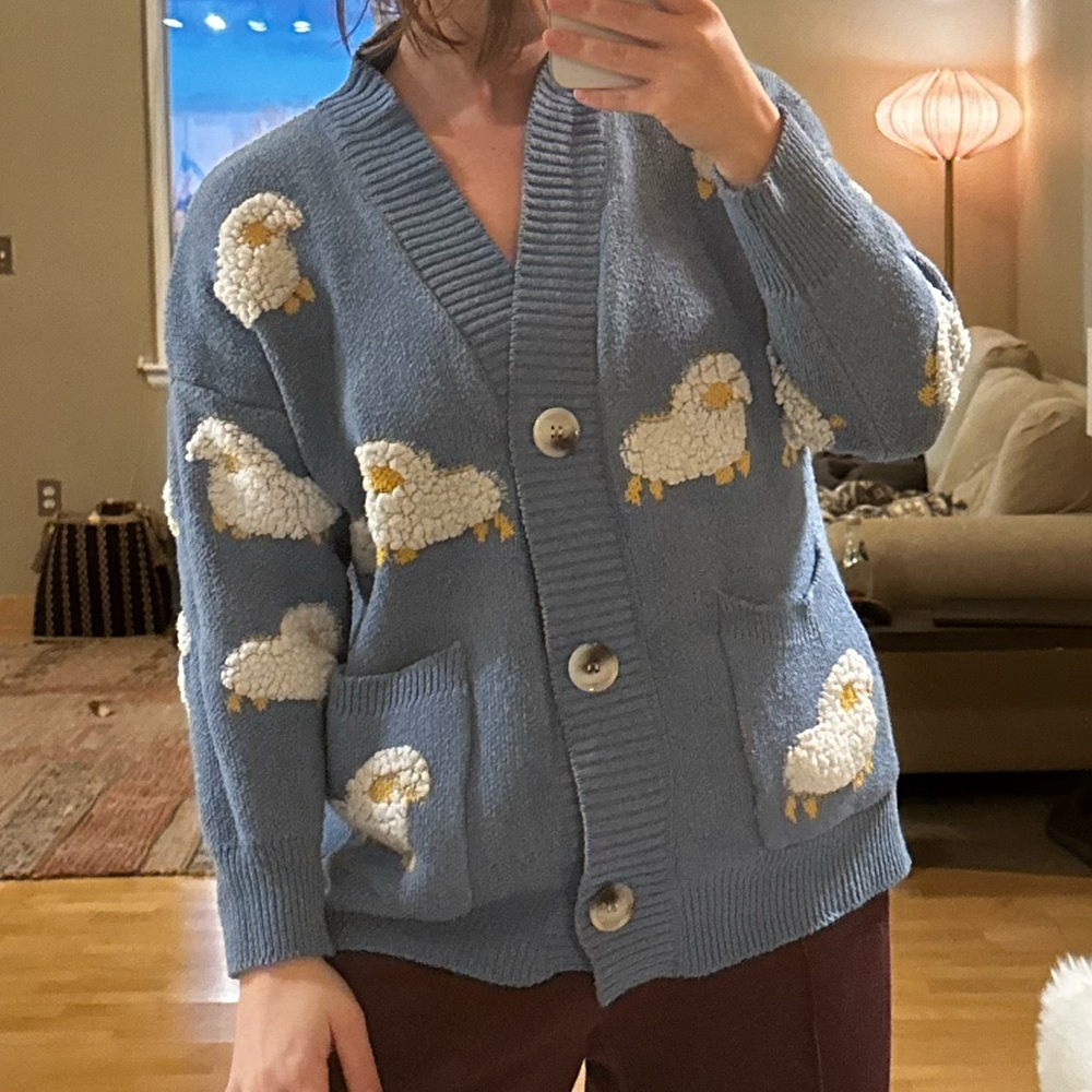 Sheep Embroidered Cardigan - Picture 2 of 2